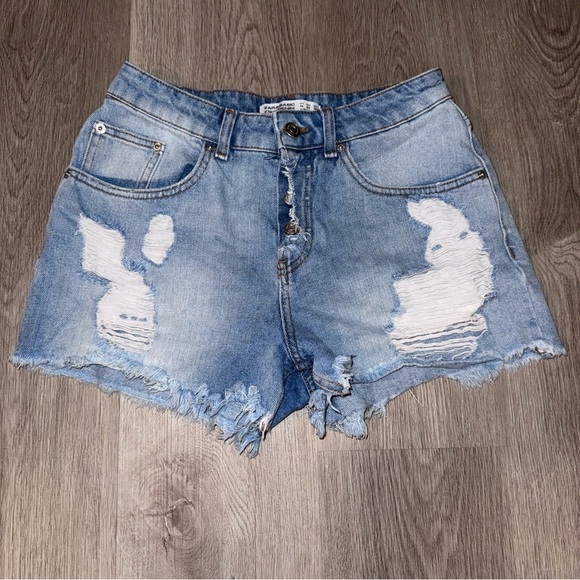 Zara Pants - ZARA Metallic Trimmed Denim Shorts